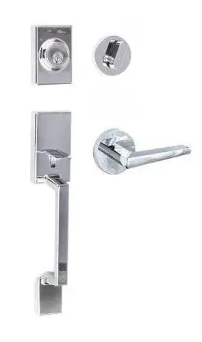 Sure-Loc Stockholm Handleset With Basel Round Lever Interior Trim Polished Chrome