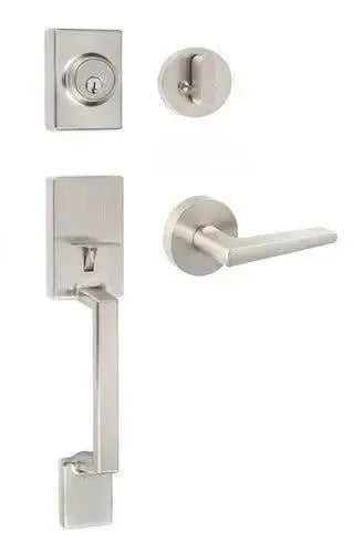 Sure-Loc Stockholm Handleset With Basel Round Lever Interior Trim Satin Nickel