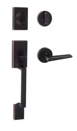Sure-Loc Stockholm Handleset With Basel Round Lever Interior Trim Vintage Bronze