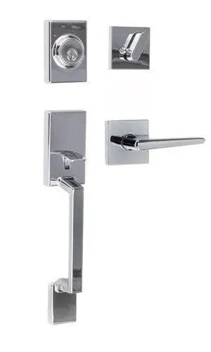 Sure-Loc Stockholm Handleset With Basel Square Lever Interior Trim Polished Chrome