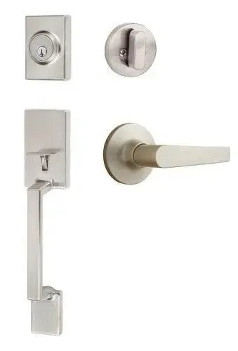 Sure-Loc Stockholm Handleset With Cedar Lever Interior Trim Satin Nickel