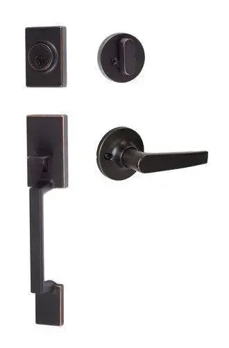 Sure-Loc Stockholm Handleset With Cedar Lever Interior Trim Vintage Bronze