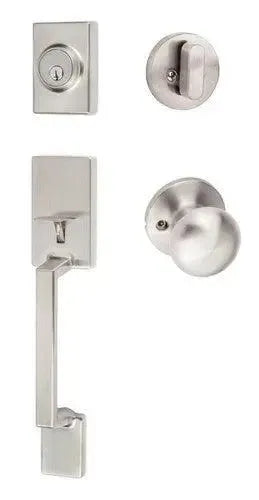 Sure-Loc Stockholm Handleset With Durango Knob Interior Trim Satin Nickel