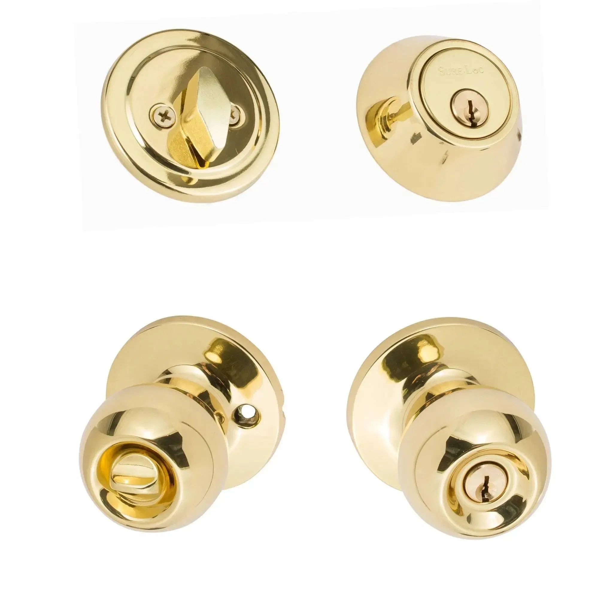 Sure-Loc Tahoe Entry Knobset With KA Deadbolt Polished Brass