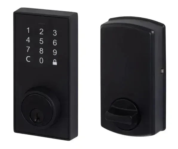 The Sure-Loc Touch Screen Keypad Deadbolt in Flat Black finish.