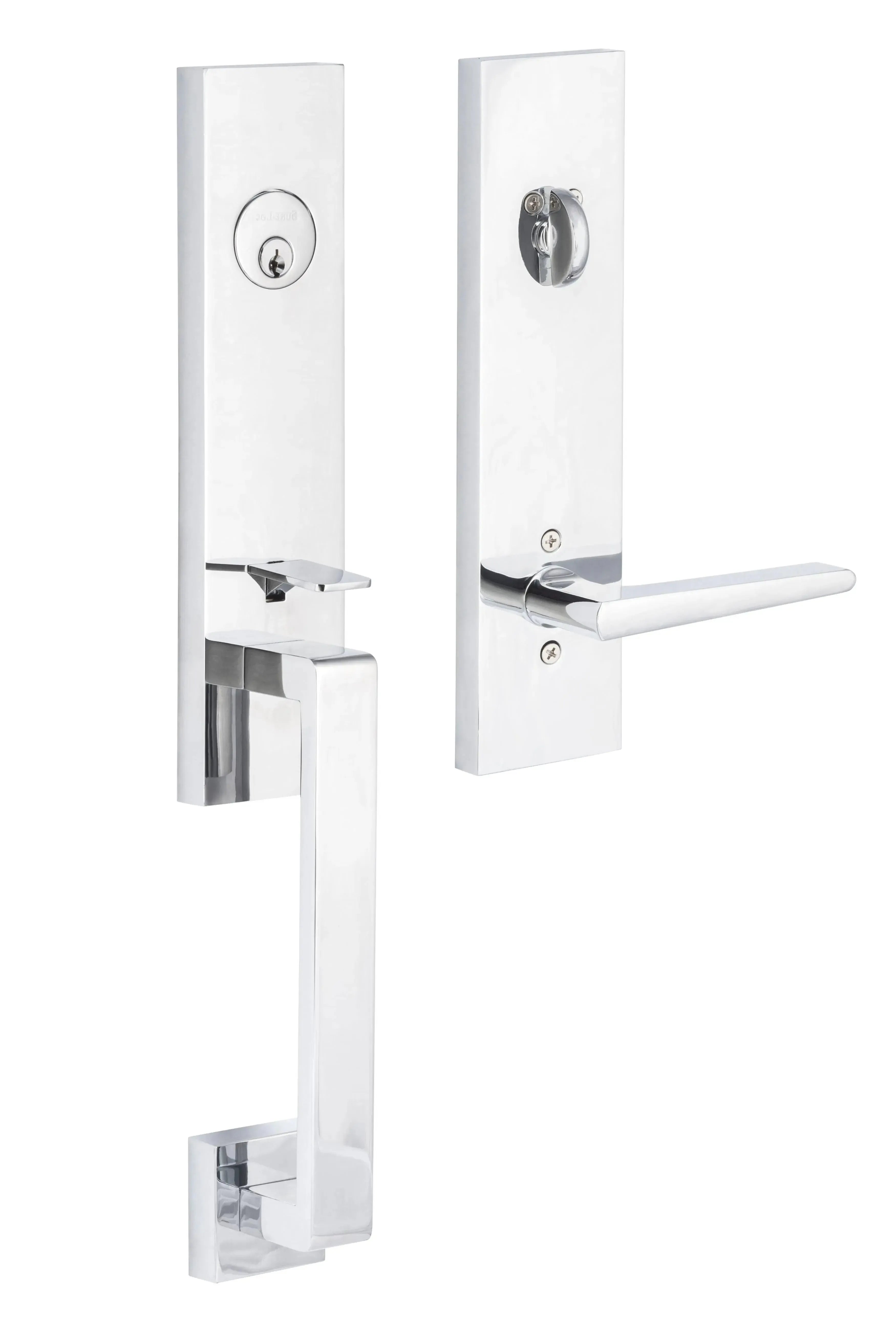 Sure-Loc Turin Handleset With Basel Lever Handleset Trim Polished Chrome