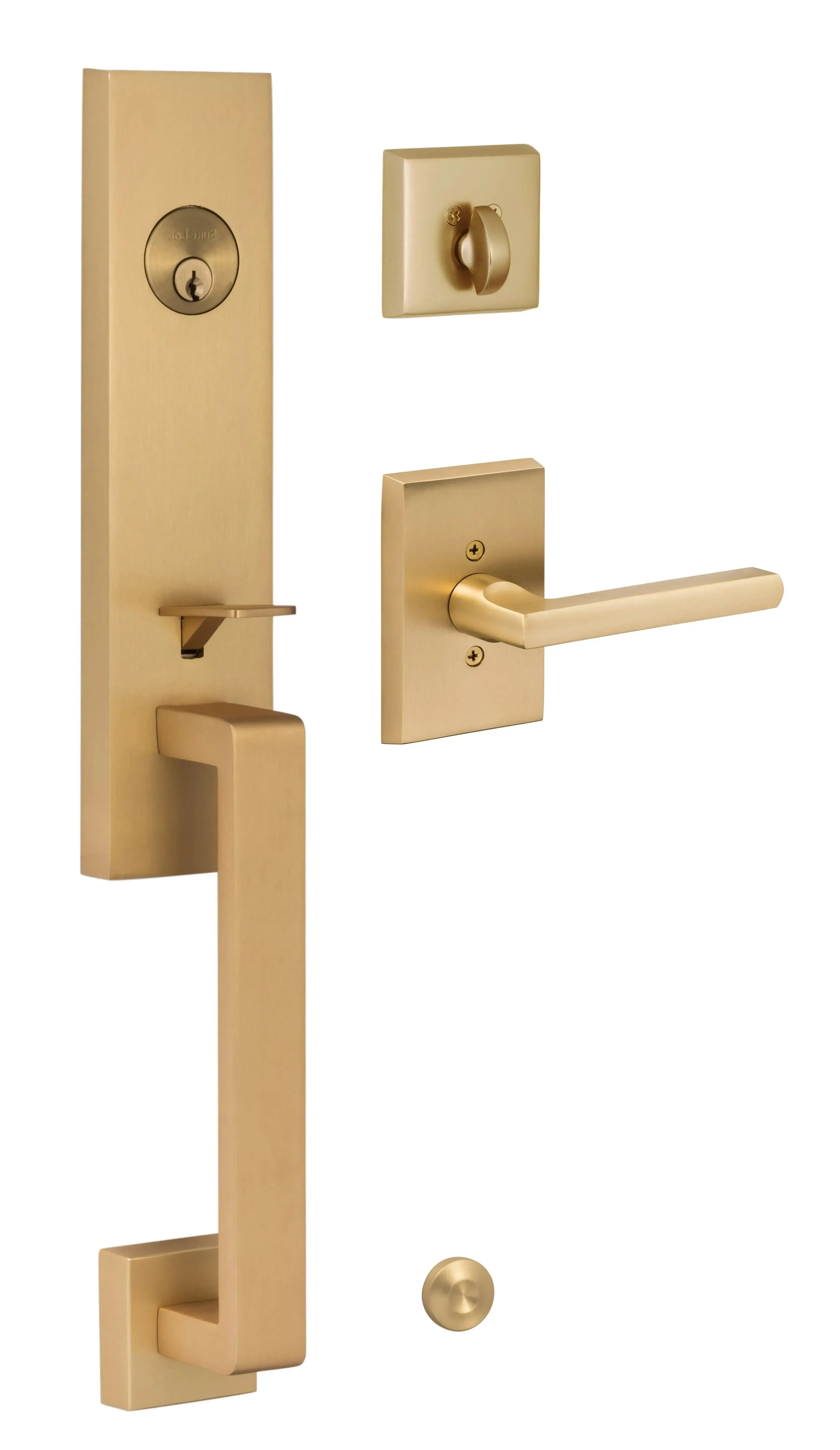 Sure-Loc Turin Handleset With Logan Lever Handleset Trim Satin Brass