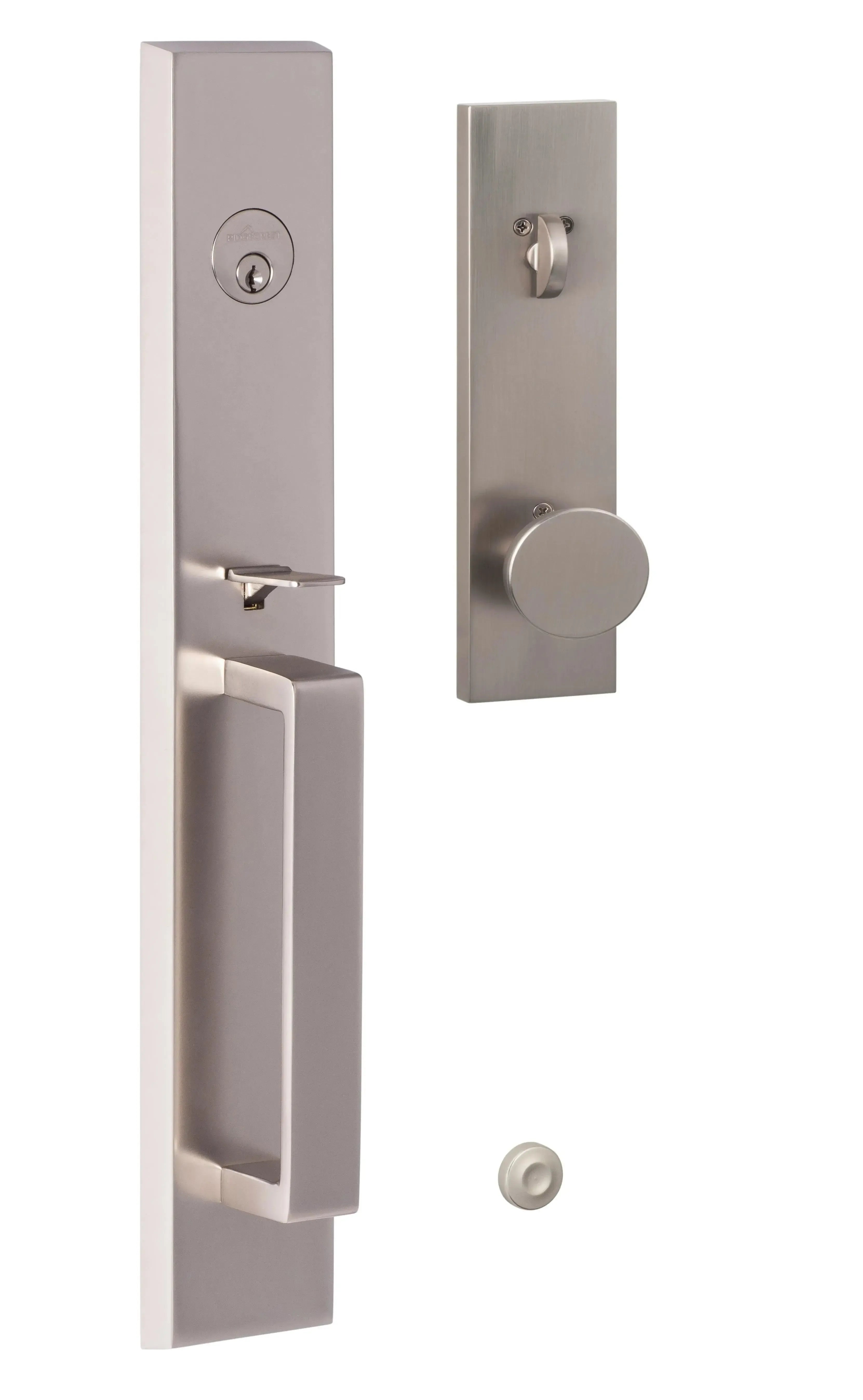 Sure-Loc Vail Handleset With Zermatt Full Plate Handleset Trim Satin Nickel