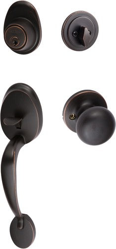 The Sure-Loc Alta Handleset With Durango Knob Interior Trim in Vintage Bronze finish