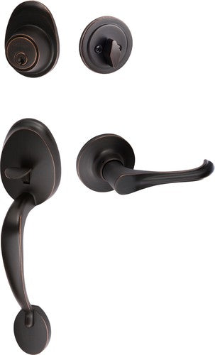 The Sure-Loc Alta Handleset With Helena Lever Interior Trim in Vintage Bronze finish