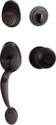 The Sure-Loc Alta Handleset With Juniper Knob Interior Trim in Vintage Bronze finish