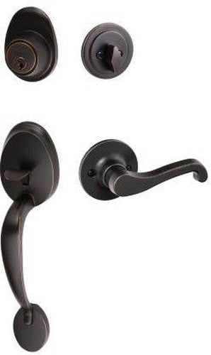 The Sure-Loc Alta Handleset With Sage Lever Handleset Trim, Left Hand in Vintage Bronze finish