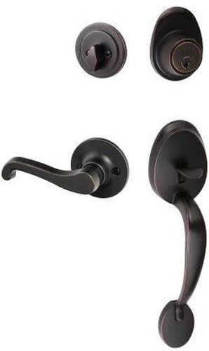 The Sure-Loc Alta Handleset With Sage Lever Handleset Trim, Right Hand in Vintage Bronze finish