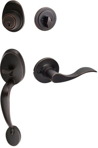 The Sure-Loc Alta Handleset With Snowbird Lever Interior Trim, Left Hand in Vintage Bronze finish