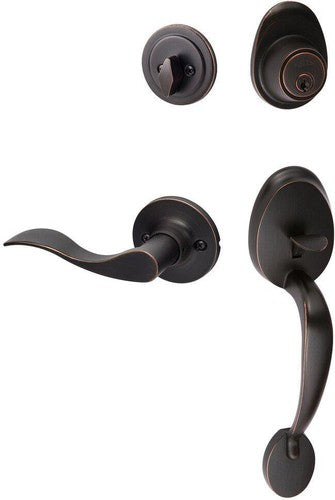 The Sure-Loc Alta Handleset With Snowbird Lever Interior Trim, Right Hand in Vintage Bronze finish