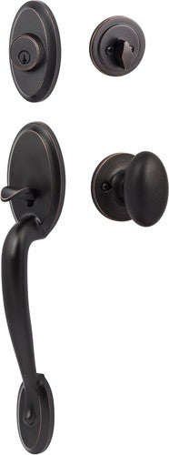 The Sure-Loc Aspen Handleset With Arapaho Knob Interior Trim in Vintage Bronze finish