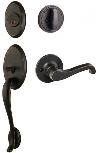 The Sure-Loc Aspen Handleset With Sage Lever Handleset Trim, Left Hand in Vintage Bronze finish