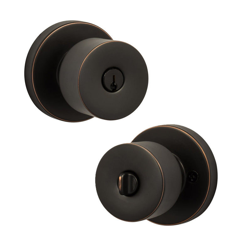 The Sure-Loc Bergen Knob with Round Rosette in Vintage Bronze finish