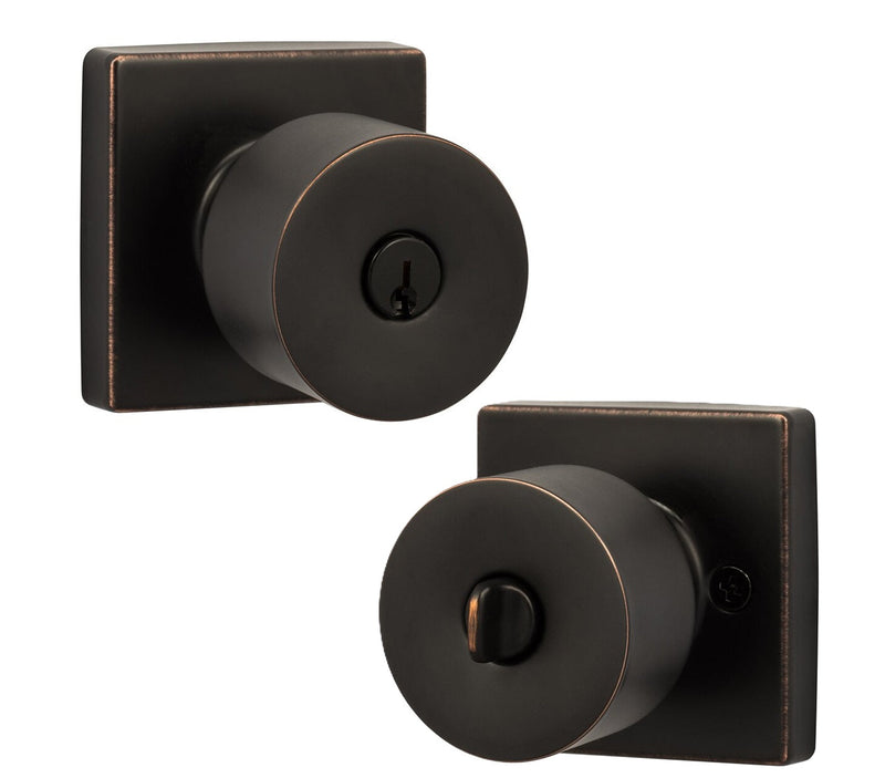 The Sure-Loc Bergen Knob with Square Rosette in Vintage Bronze finish