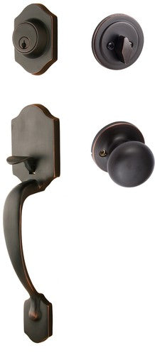 The Sure-Loc Coral Handleset With Durango Knob Interior Trim in Vintage Bronze finish