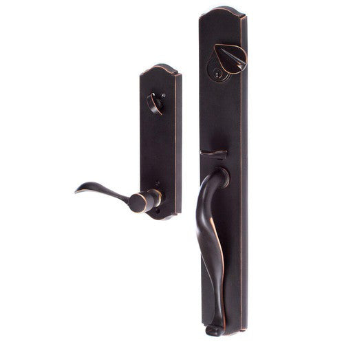 Sure-Loc Wasatch Handleset With Sandstone Lever Interior Trim, Right Hand in Vintage Bronze finish