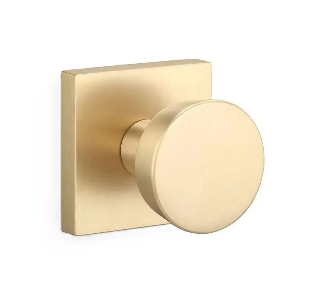 Sure-Loc Zermatt Knob with Square Rosette in Satin Brass finish