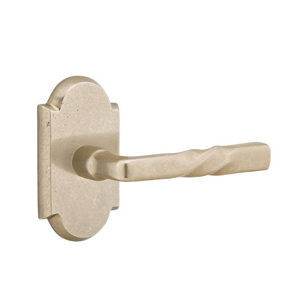 Emtek Montrose Lever With #1 Rosette in Tumbled White Bronze finish