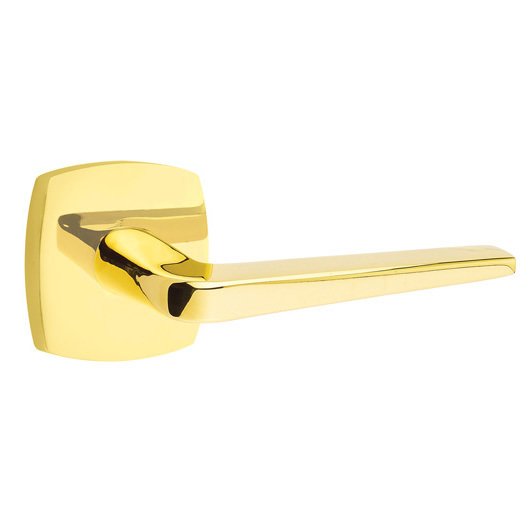 Emtek Athena Lever With Urban Modern Rosette in Unlacquered Brass finish