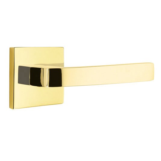 Emtek Breslin Lever With Square Rosette in Unlacquered Brass finish