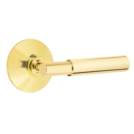 Emtek Myles Lever With Modern Rosette in Unlacquered Brass finish