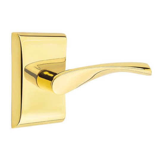 Emtek Triton Lever With Neos Rosette in Unlacquered Brass finish