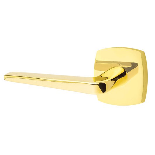 Emtek Athena Lever With Urban Modern Rosette in Unlacquered Brass finish