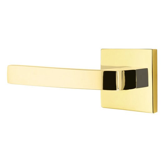 Emtek Breslin Lever With Square Rosette in Unlacquered Brass finish