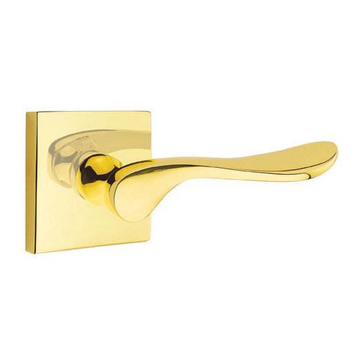 Emtek Luzern Lever With Square Rosette in Unlacquered Brass finish