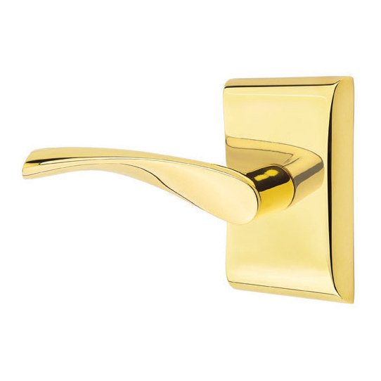 Emtek Triton Lever With Neos Rosette in Unlacquered Brass finish