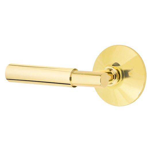 Emtek Myles Lever With Modern Rosette in Unlacquered Brass finish