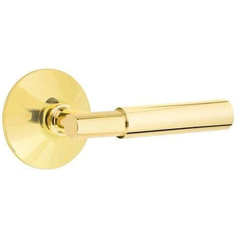 Emtek Myles Lever With Modern Rosette in Unlacquered Brass finish