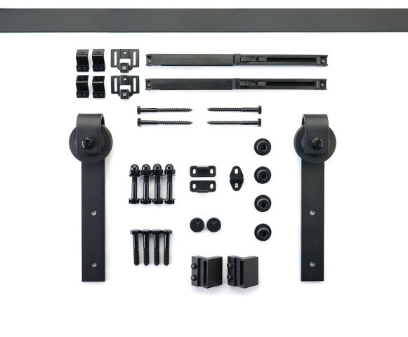 The Yale Expressions 72" Barn Door Flat Track Hardware Kit in Black finish.