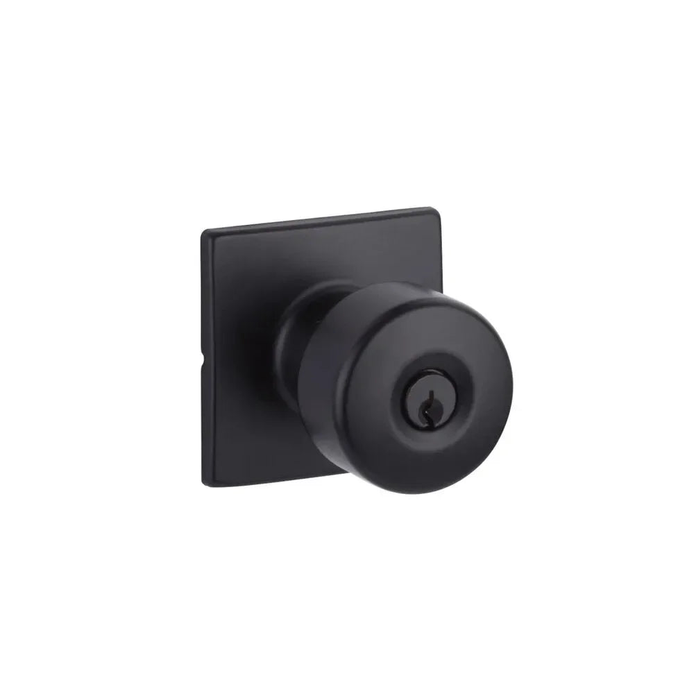 The Yale Expressions Dylan Knob with Marcel Rosette in Flat Black finish.