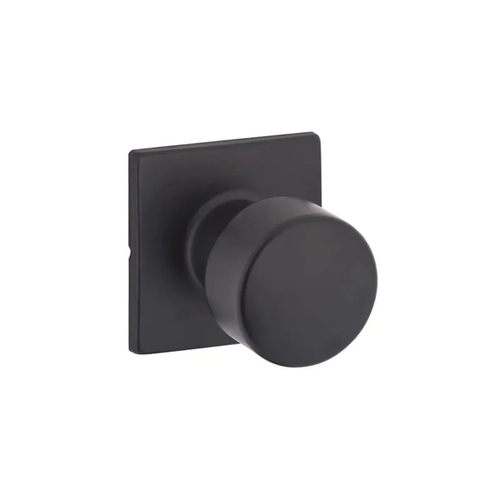 The Yale Expressions Dylan Knob with Marcel Rosette in Flat Black finish.