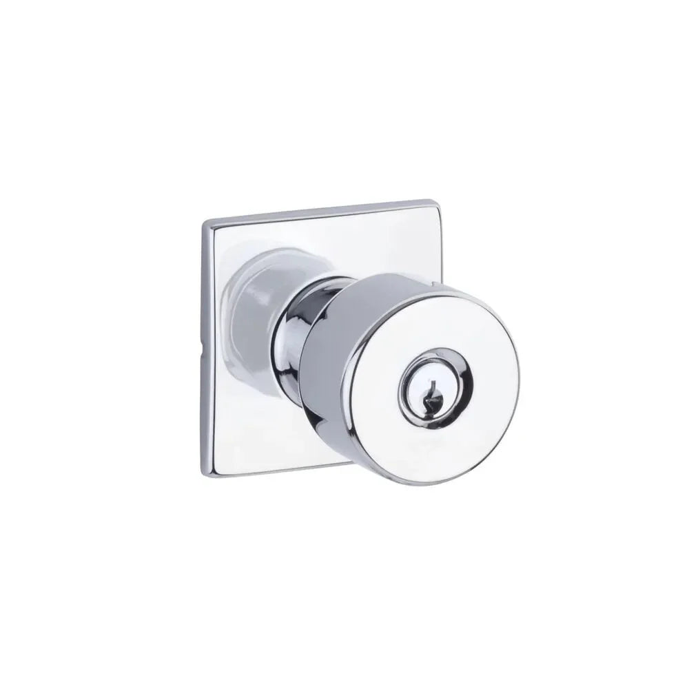 The Yale Expressions Dylan Knob with Marcel Rosette in Polished Chrome finish.
