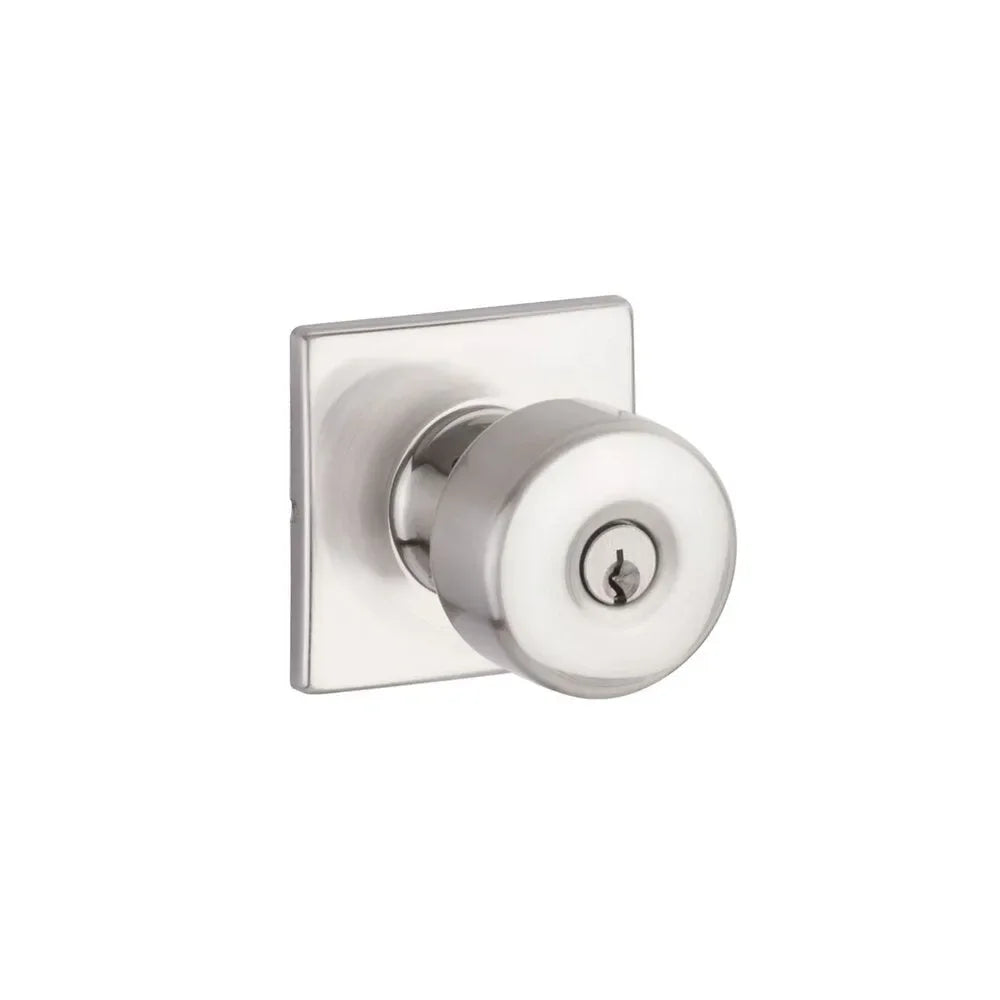 The Yale Expressions Dylan Knob with Marcel Rosette in Satin Nickel finish.