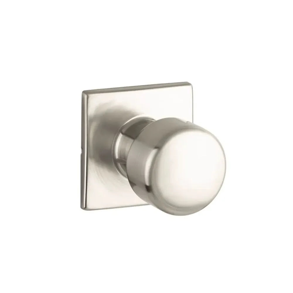 The Yale Expressions Dylan Knob with Marcel Rosette in Satin Nickel finish.