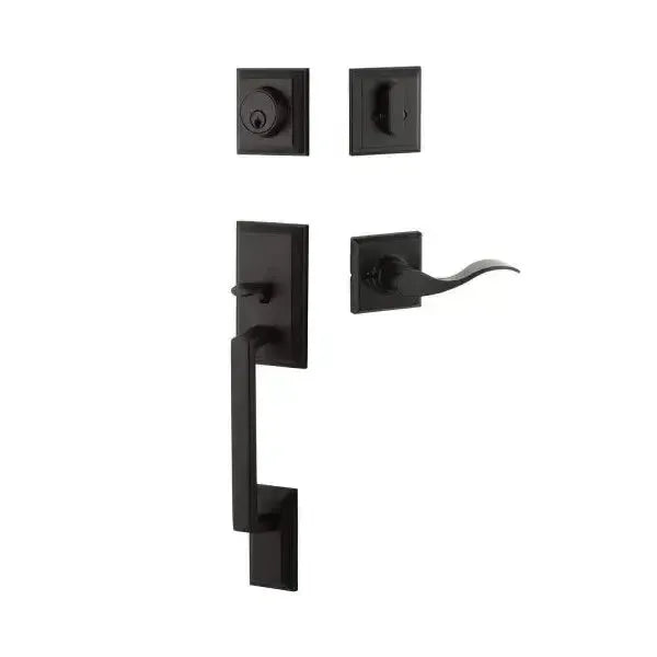 Yale Expressions Ellington Entry Set with Brunswick Lever, Kwikset Keyway in Flat Black finish