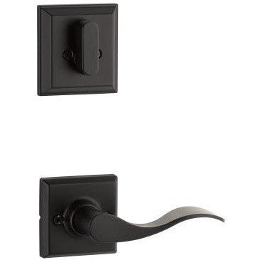 The Yale Expressions Single Cylinder Ellington Interior Trim Pack with Left Handed Brunswick Lever-Exterior Trim Sold Separately in Flat Black finish