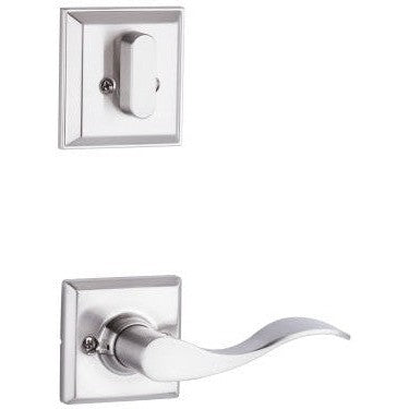 The Yale Expressions Single Cylinder Ellington Interior Trim Pack with Left Handed Brunswick Lever-Exterior Trim Sold Separately in Satin Nickel finish