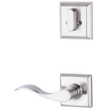 The Yale Expressions Single Cylinder Ellington Interior Trim Pack with Right Handed Brunswick Lever-Exterior Trim Sold Separately in Satin Nickel finish