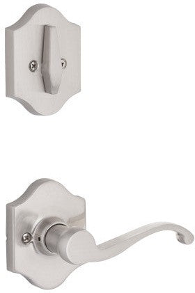 The Yale Expressions Single Cylinder Everly Interior Trim Pack with Left Handed Farmington Lever-Exterior Trim Sold Separately in Satin Nickel finish