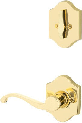 The Yale Expressions Single Cylinder Everly Interior Trim Pack with Right Handed Farmington Lever-Exterior Trim Sold Separately in Polished Brass finish