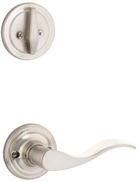 The Yale Expressions Single Cylinder Maguire Interior Trim Pack with Left Handed Brunswick Lever-Exterior Trim Sold Separately in Satin Nickel finish